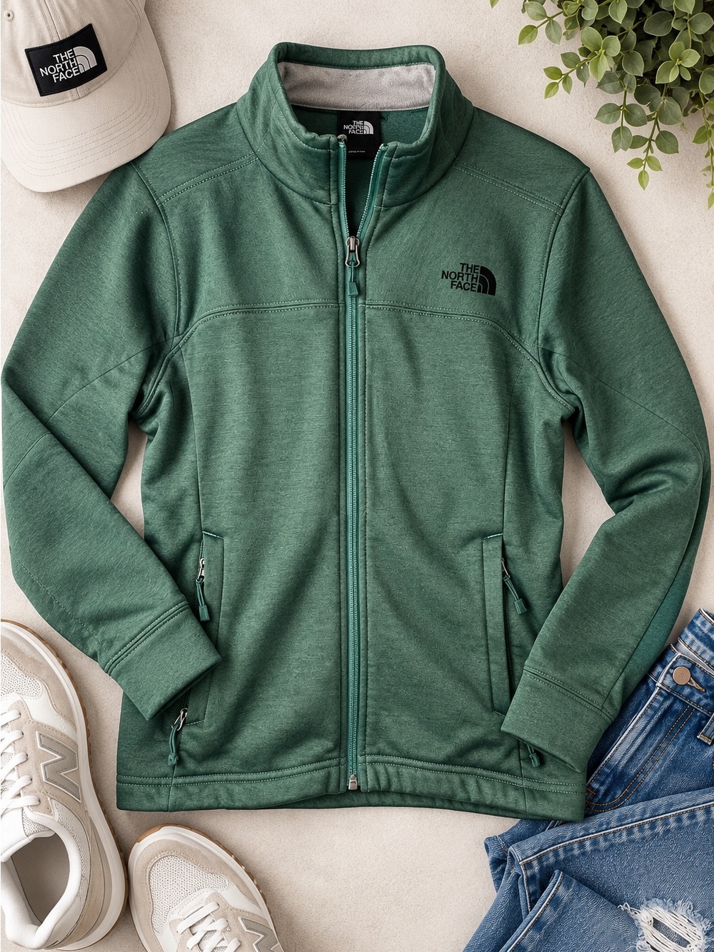 The North Face Women’s Green Full-Zip Fleece Jacket – Small